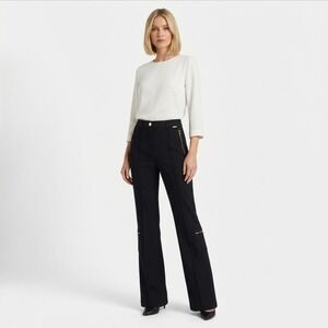 St. John Sport by Marie Gray Black Stretch Cargo Pants - Size: 8 - Gold Zippers